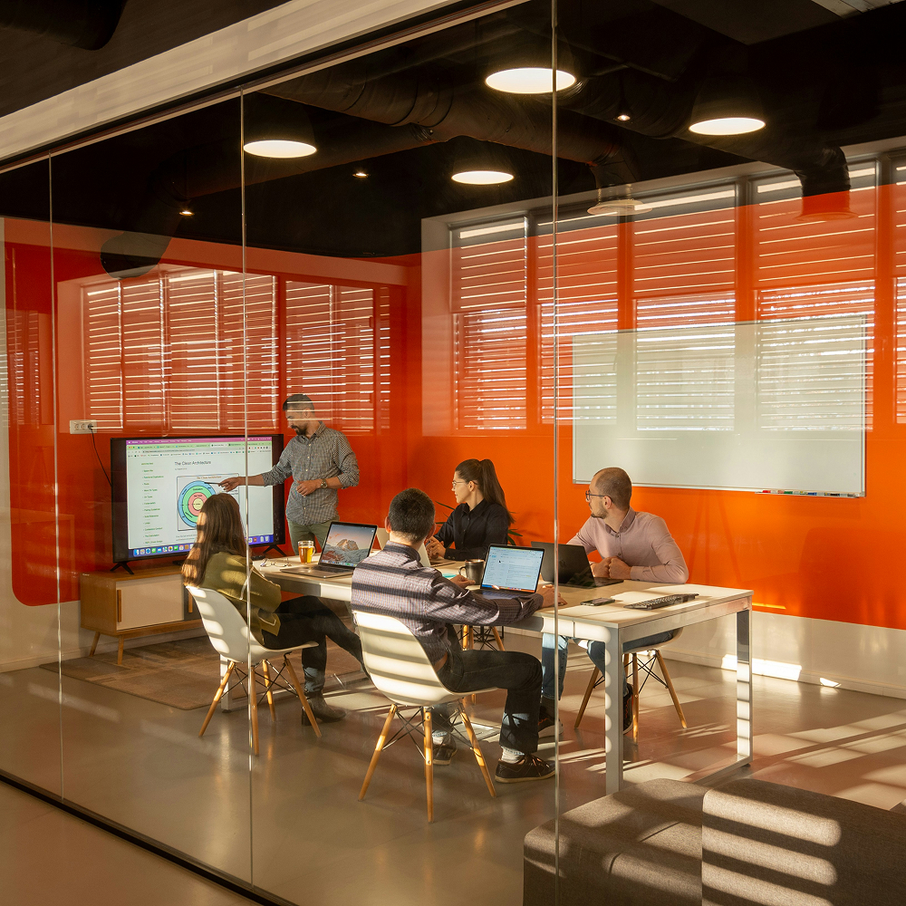 people in meeting nexara service system landing support section