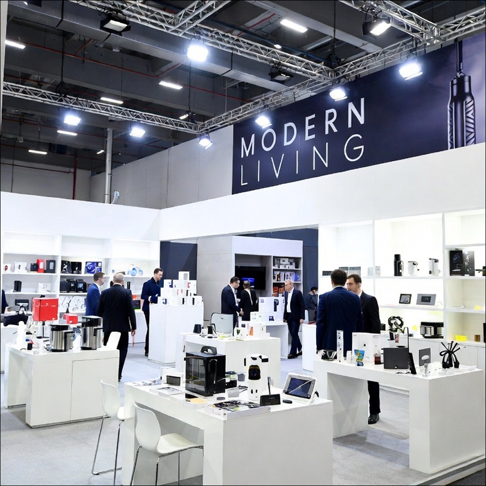 Modern tradeshow with home wear products