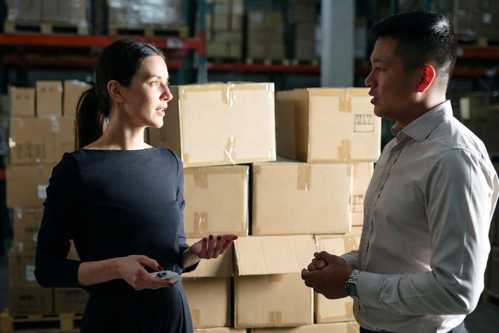 Buyer and supplier speaking